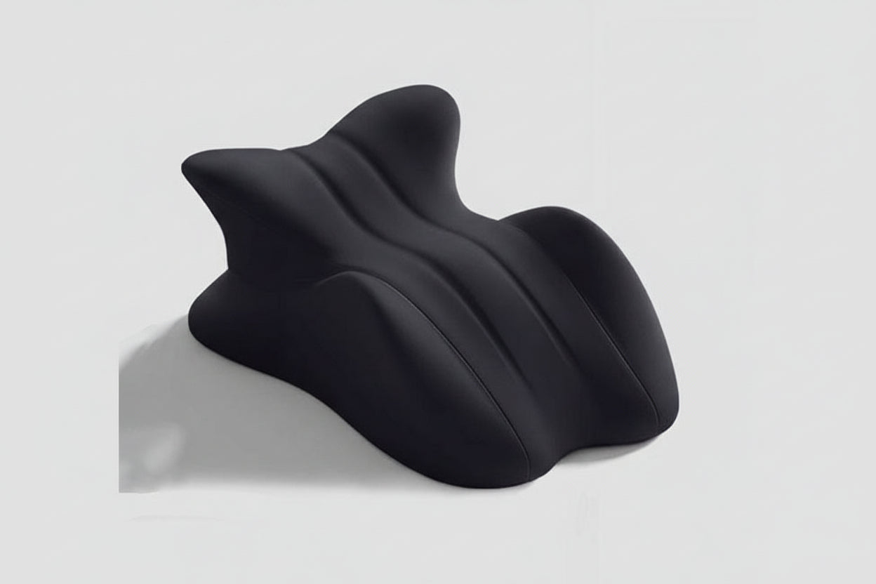 Black car seat cover on a light gray background