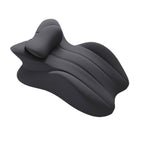 Gray inflatable seat with headrest on a white background
